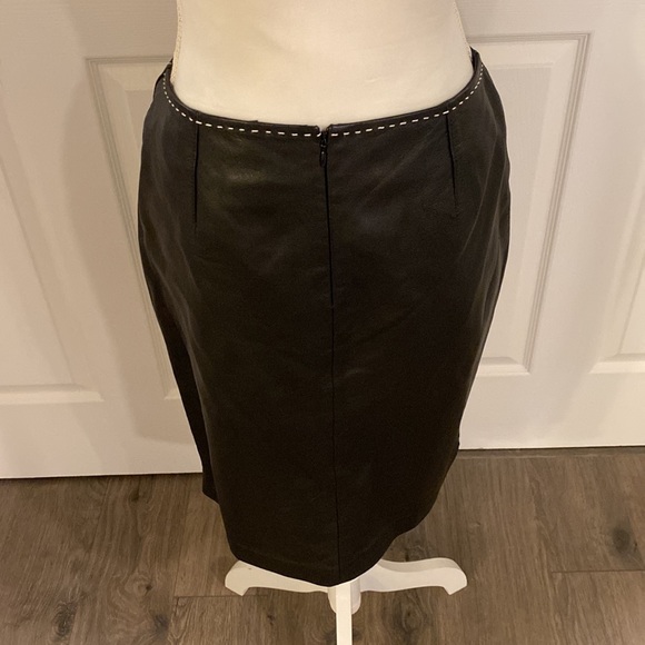 Black leather shirt with white stitching from INC. 21-1/4β long, slim fit. - Picture 4 of 6